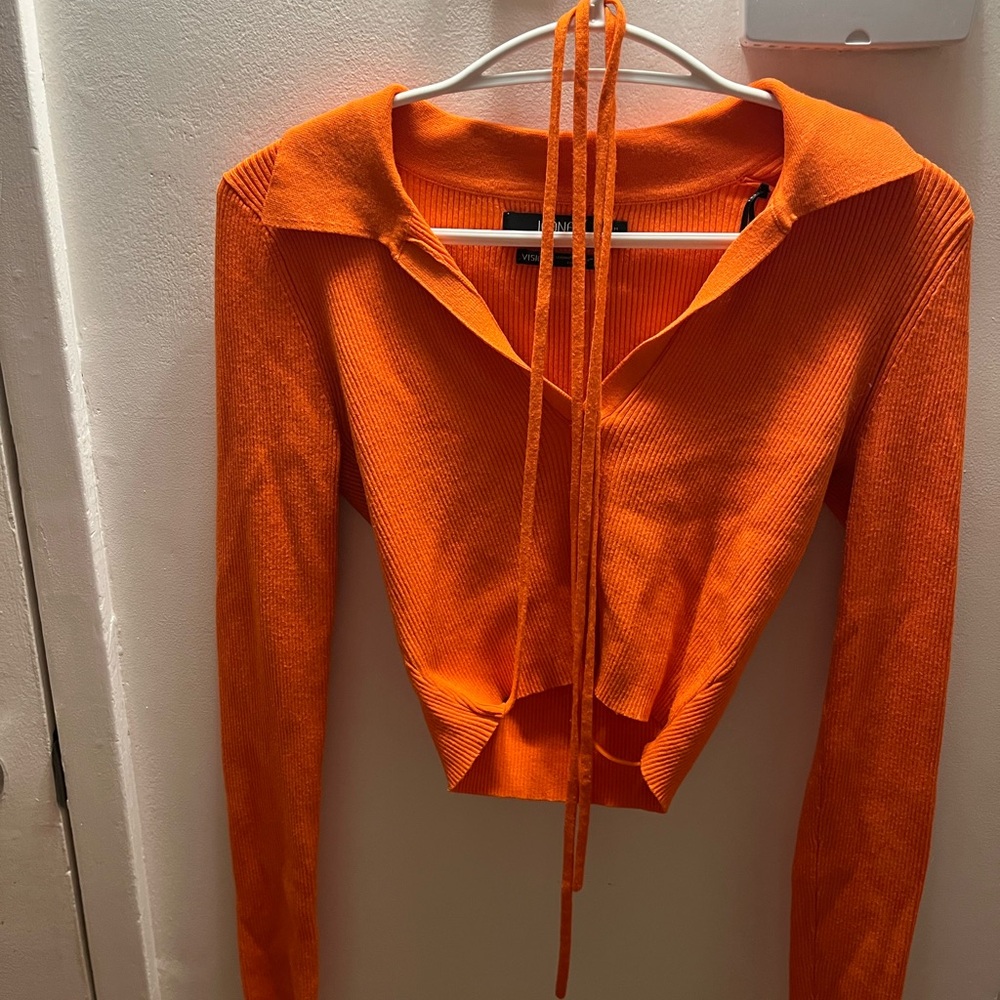 ICONE Vibrant Orange Ribbed Crop Top